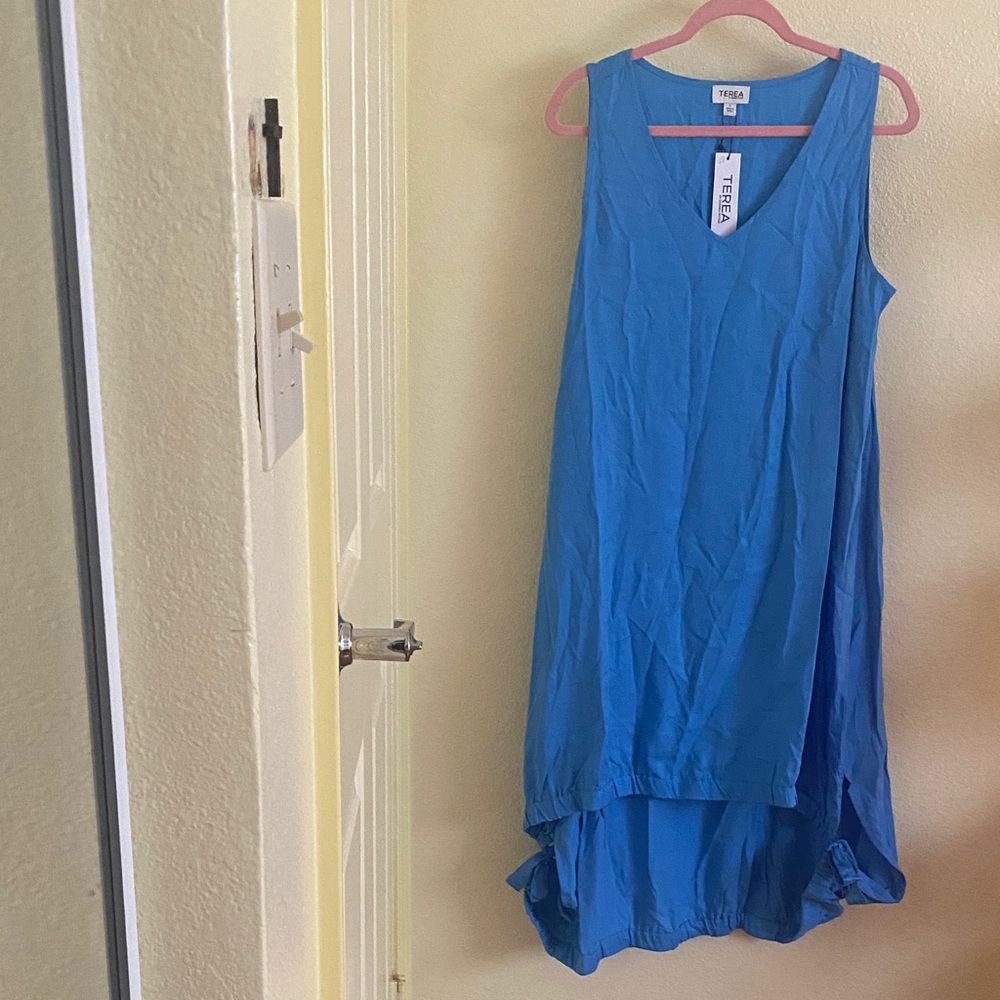 NWOT Terea Elegant Blue High-Low Dress, Size L